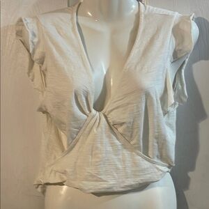 Altar'd State White Tank Top with Ruffle Detail